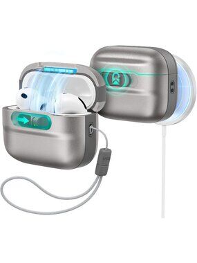 MagSafe AirPods Pro 3 Case with Magnetic Lock & Drop Protection – Titanium – ESR